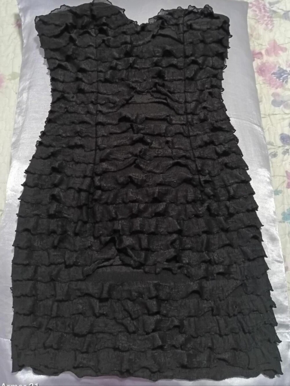 xxi Black Strapless Ruffle Bodycon Dress